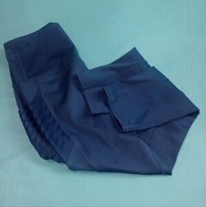 💙 NWOT Womens Slate Blue Leggings Athletic XXS Smooth Sheen Fitness